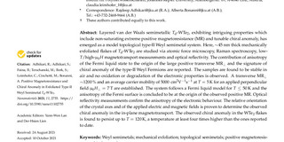 Front page of the paper: Positive Magnetoresistance and Chiral Anomaly in Exfoliated Type-II Weyl Semimetal T d -WTe 2